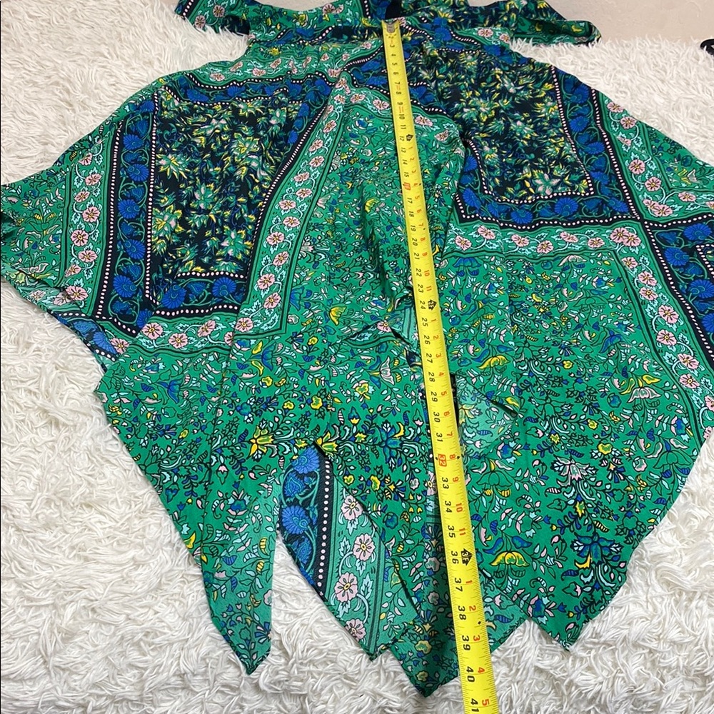 Topshop Green Blue Paisley Handkerchief Midi Dress - Picture 10 of 12